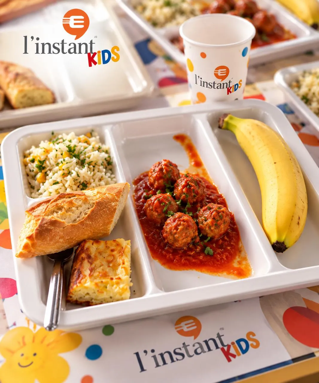 Plateau Kids : boulettes, riz et banane